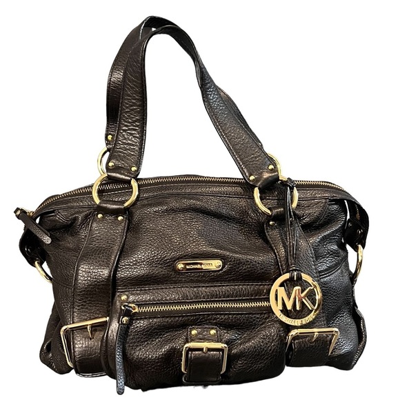 NEW Michael Kors Black Leather Satchel - Picture 1 of 9